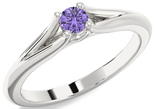 Alexandrite Silver Round Promise Ring