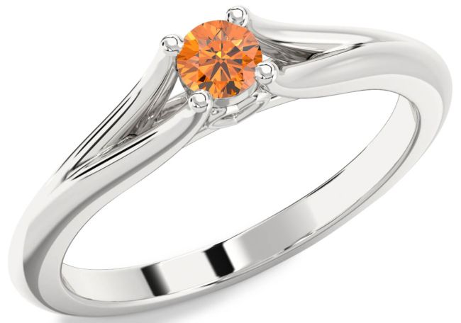 Citrine Silver Round Promise Ring