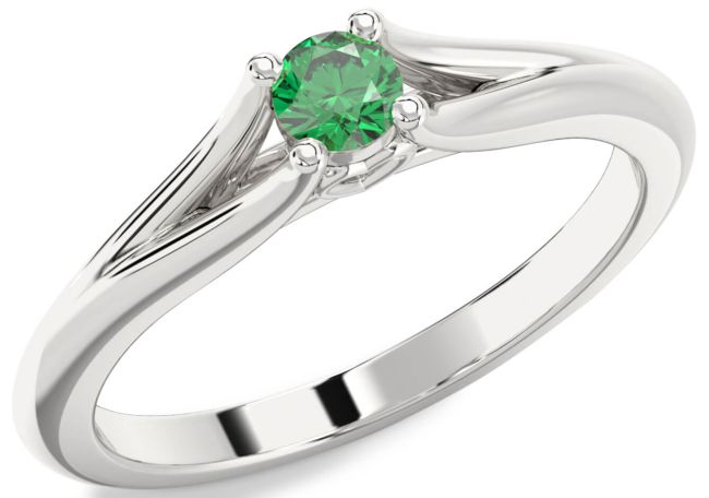Emerald Platinum Round Promise Ring