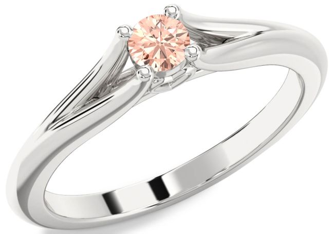 Morganite Silver Round Promise Ring