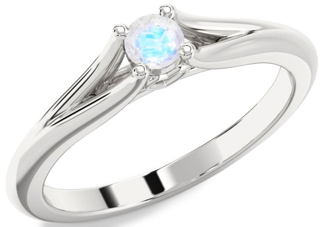 Moonstone Silver Round Promise Ring