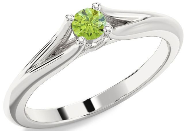 Peridot Silver Round Promise Ring