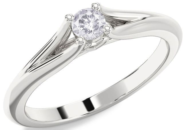 Salt & Pepper Diamond Silver Round Promise Ring
