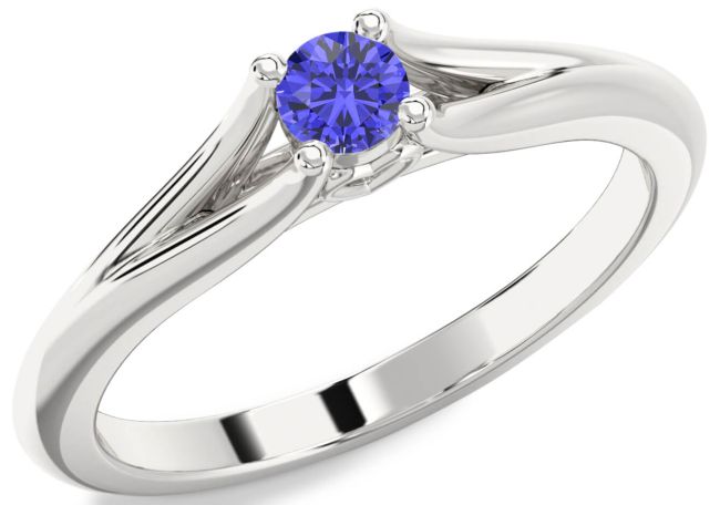 Tanzanite Silver Round Promise Ring
