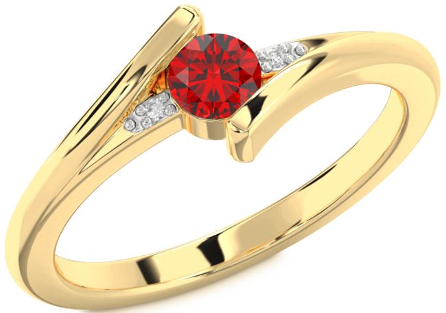 Diamond Ruby Gold Round Promise Ring