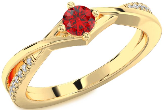 Diamond Ruby Gold Round Promise Ring
