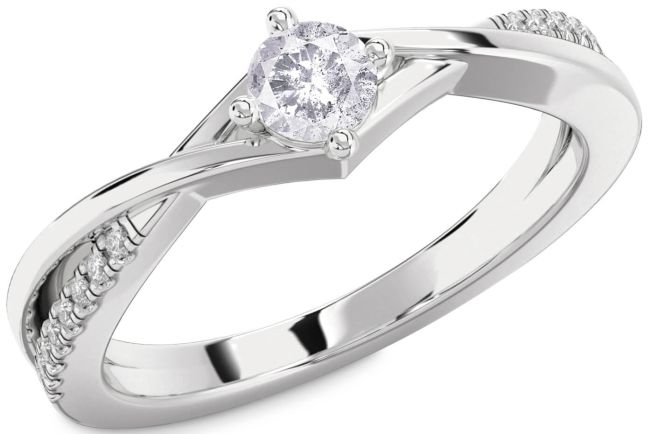 Salt & Pepper Diamond Silver Round Promise Ring