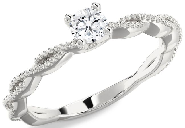 Diamond Silver Knot Round Promise Ring