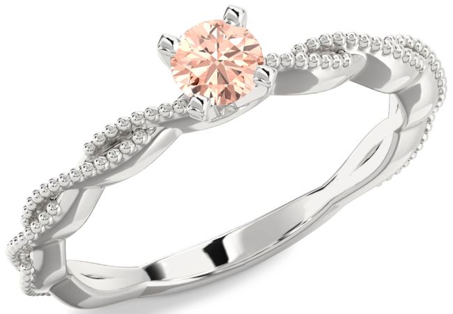 Morganite Silver Knot Round Promise Ring