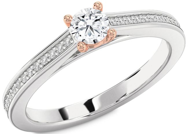 Diamond White Rose Gold Round Pave Promise Ring