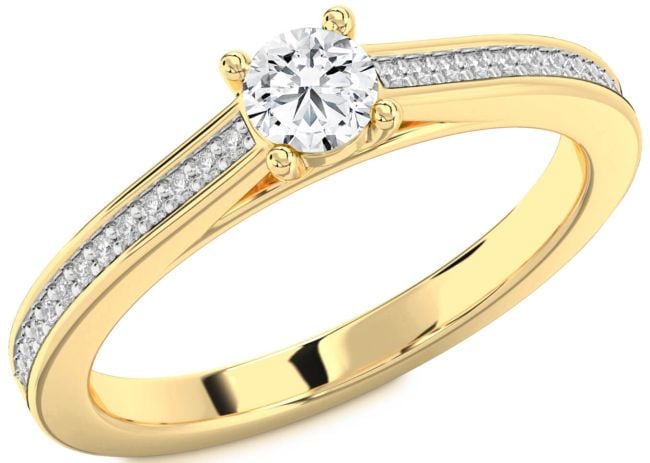 Diamond Gold Silver Round Promise Ring