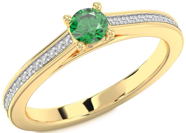 Diamond Emerald Gold Silver Round Pave Promise Ring