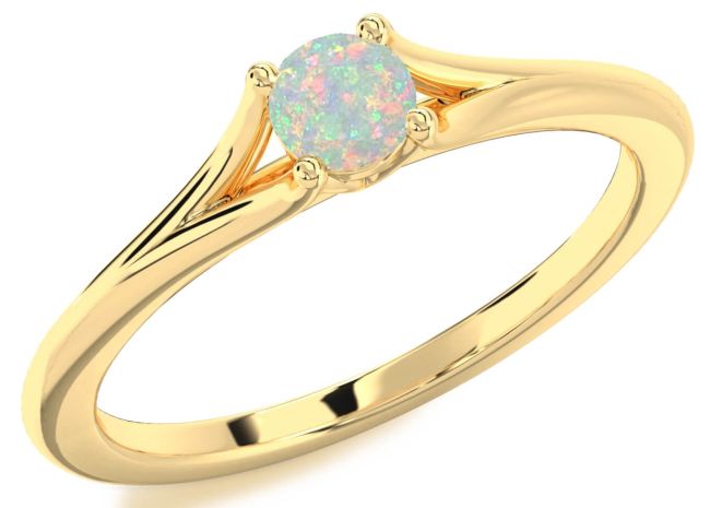 Opal Gold Round Promise Ring