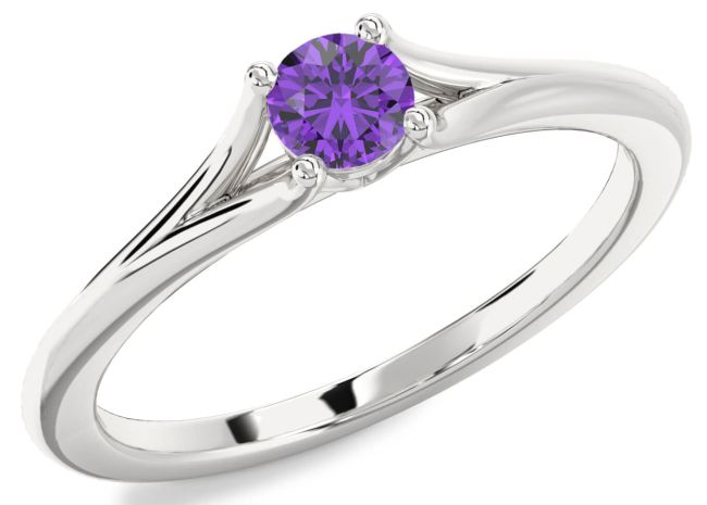 Amethyst Silver Round Promise Ring