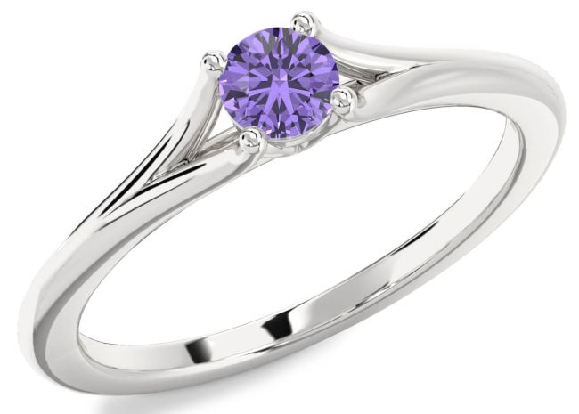 Alexandrite Silver Round Promise Ring