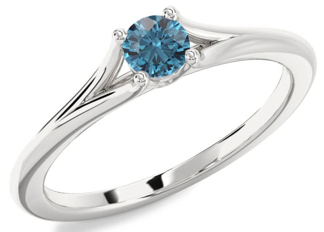 Blue Diamond Silver Round Promise Ring