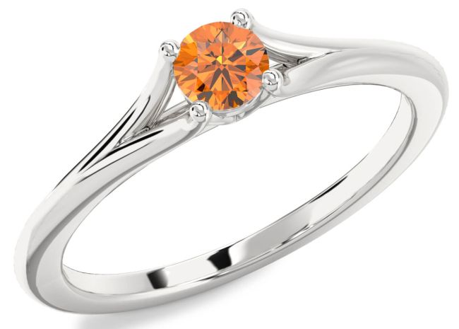 Citrine Silver Round Promise Ring