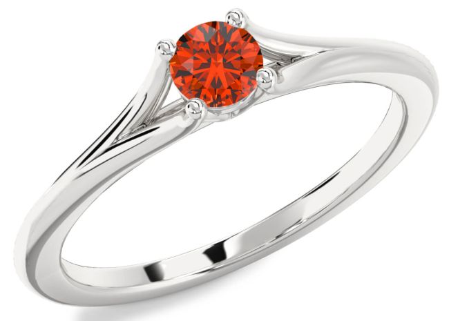 Fire Opal Silver Round Promise Ring