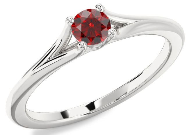 Garnet Silver Round Promise Ring
