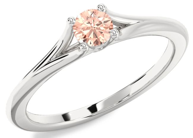 Morganite Silver Round Promise Ring