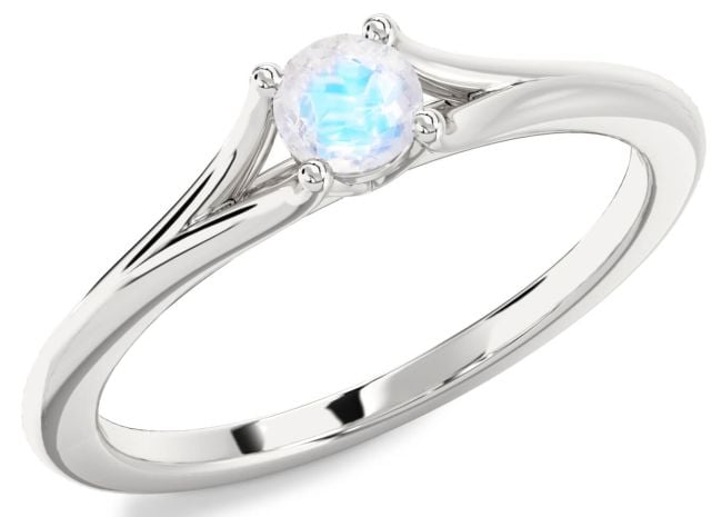 Moonstone Silver Round Promise Ring