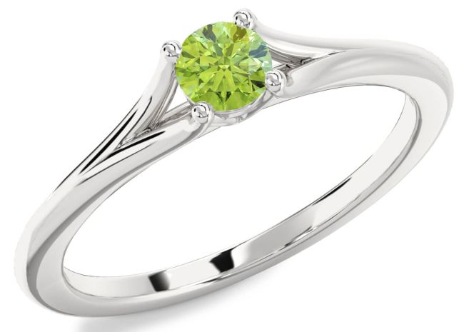 Peridot Silver Round Promise Ring