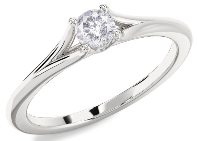 Salt & Pepper Diamond Silver Round Promise Ring