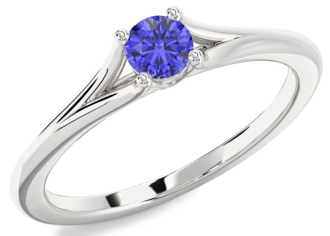 Tanzanite Silver Round Promise Ring
