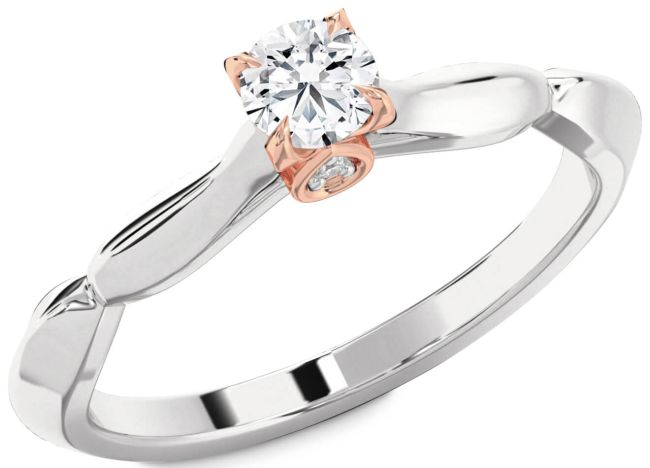Diamond White Rose Gold Round Promise Ring