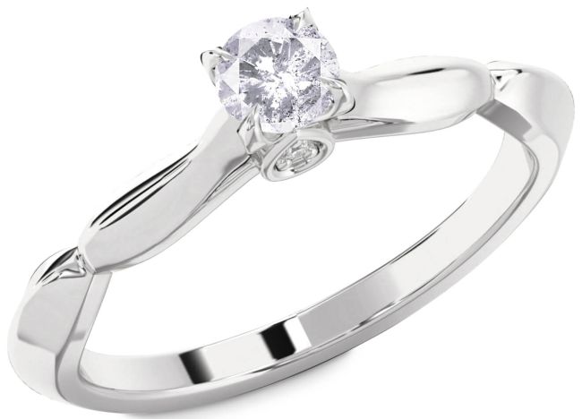 Salt & Pepper Diamond Silver Round Promise Ring