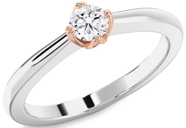 Diamond Platinum & Rose Gold Round Promise Ring