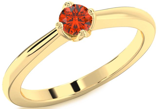 Fire Opal Gold Round Promise Ring