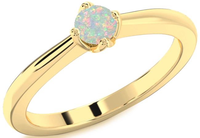 Opal Gold Round Promise Ring