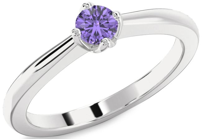 Alexandrite Silver Round Promise Ring