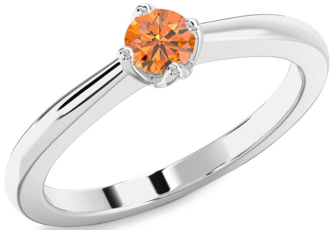 Citrine Silver Round Promise Ring