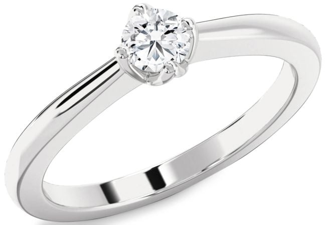 Diamond Silver Round Promise Ring
