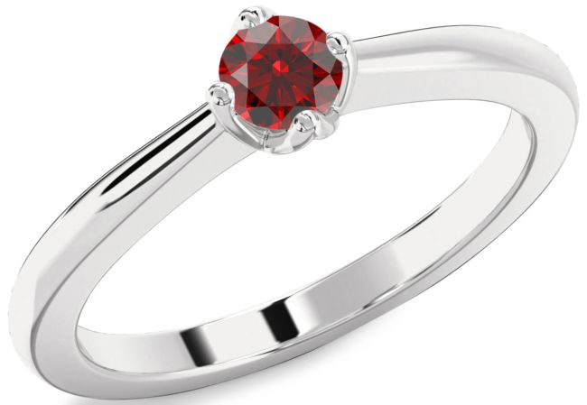Garnet Silver Round Promise Ring