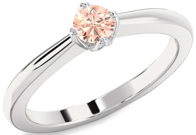 Morganite Silver Round Promise Ring