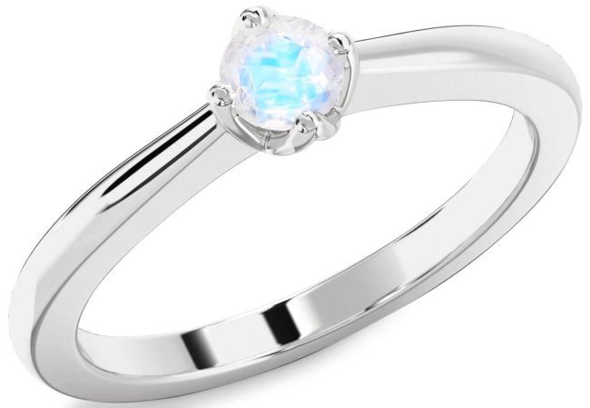 Moonstone Silver Round Promise Ring