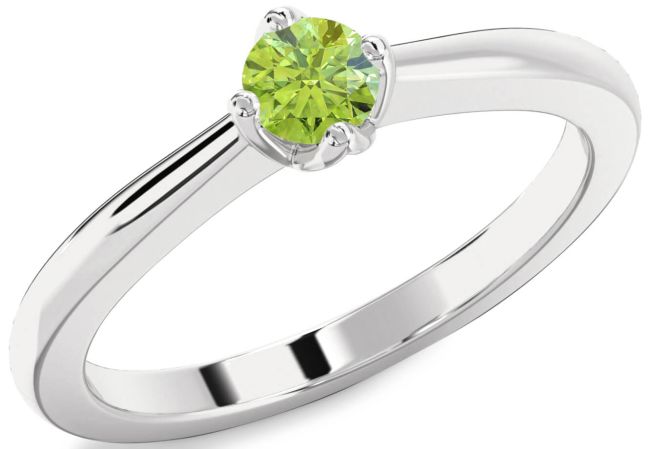 Peridot Silver Round Promise Ring