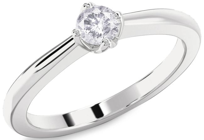 Salt & Pepper Diamond Silver Round Promise Ring