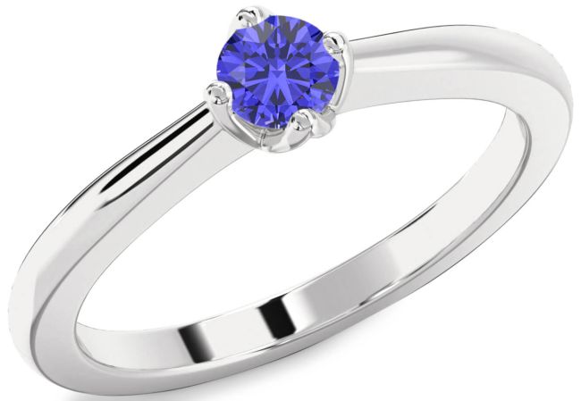 Tanzanite Silver Round Promise Ring