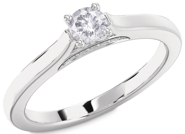 Salt & Pepper Diamond Silver Round Promise Ring