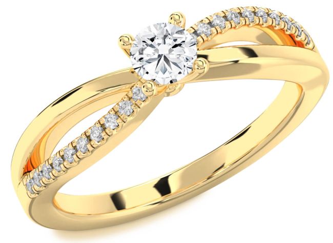 Diamond Gold Silver Round Promise Ring