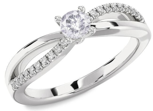 Salt & Pepper Diamond Silver Round Promise Ring