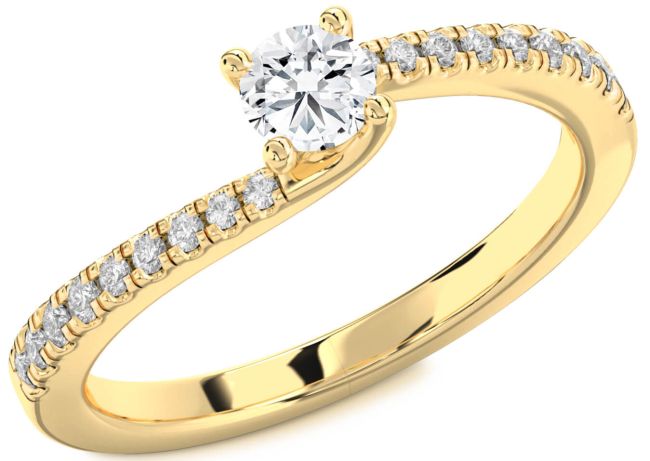 Diamond Gold Silver Round Promise Ring