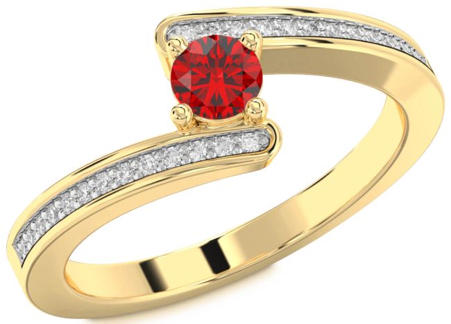 Diamond Ruby Gold Silver Round Promise Ring