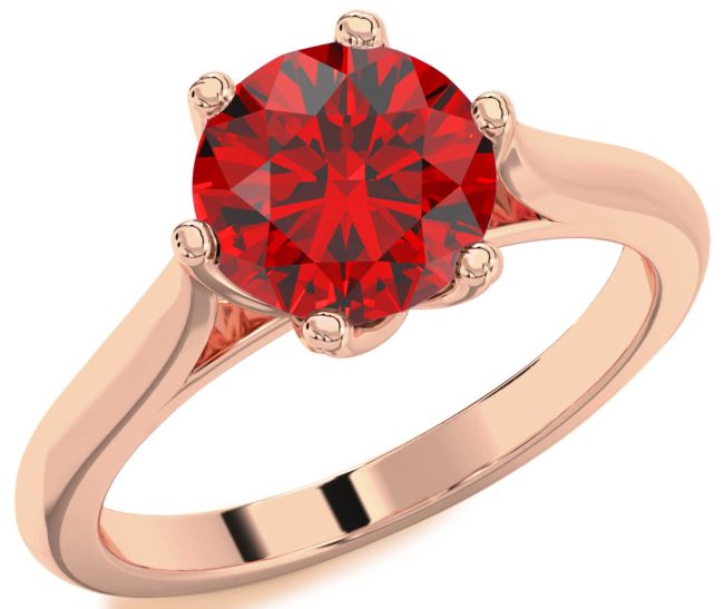 Ruby Rose Gold Silver Round Solitaire Engagement Ring