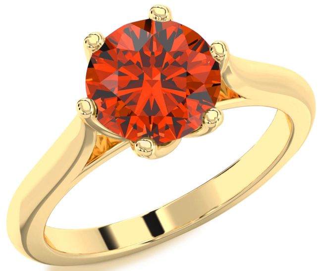 Fire Opal Gold Silver Round Solitaire Engagement Ring