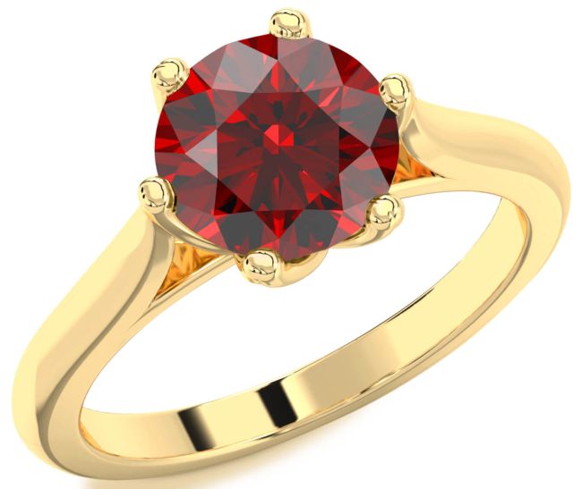 Garnet Gold Silver Round Solitaire Engagement Ring